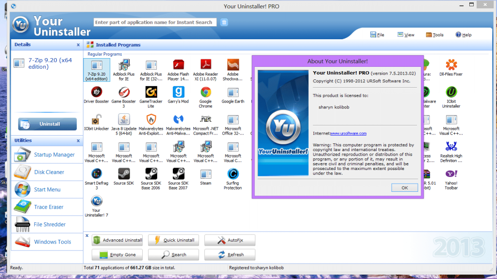 your uninstaller pro 7.5.2014.03 serial key